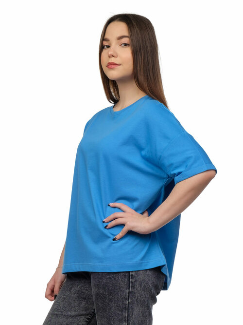 Футболка  футболка оверсайз, размер 46, синий