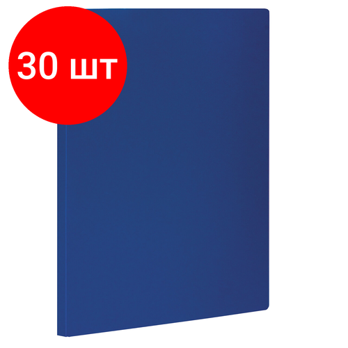 Комплект 30 шт, Папка с боковым металлическим прижимом STAFF, синяя, до 100 листов, 0.5 мм, 229232