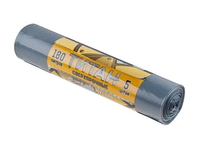 Пакеты для мусора сверхпрочные ромашка Титан 180 л 5 штук ТТ-ВР-180/5/10/С