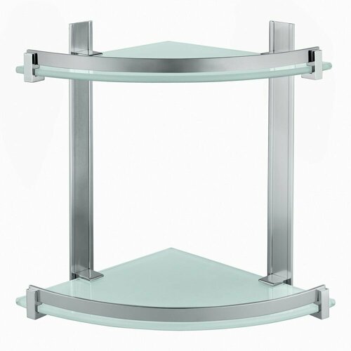 Стеклянная полукруглая 2-х уровневая полка с бортиком 26х26хh30 Gedy CD8138 зачищенный хром 5753₽