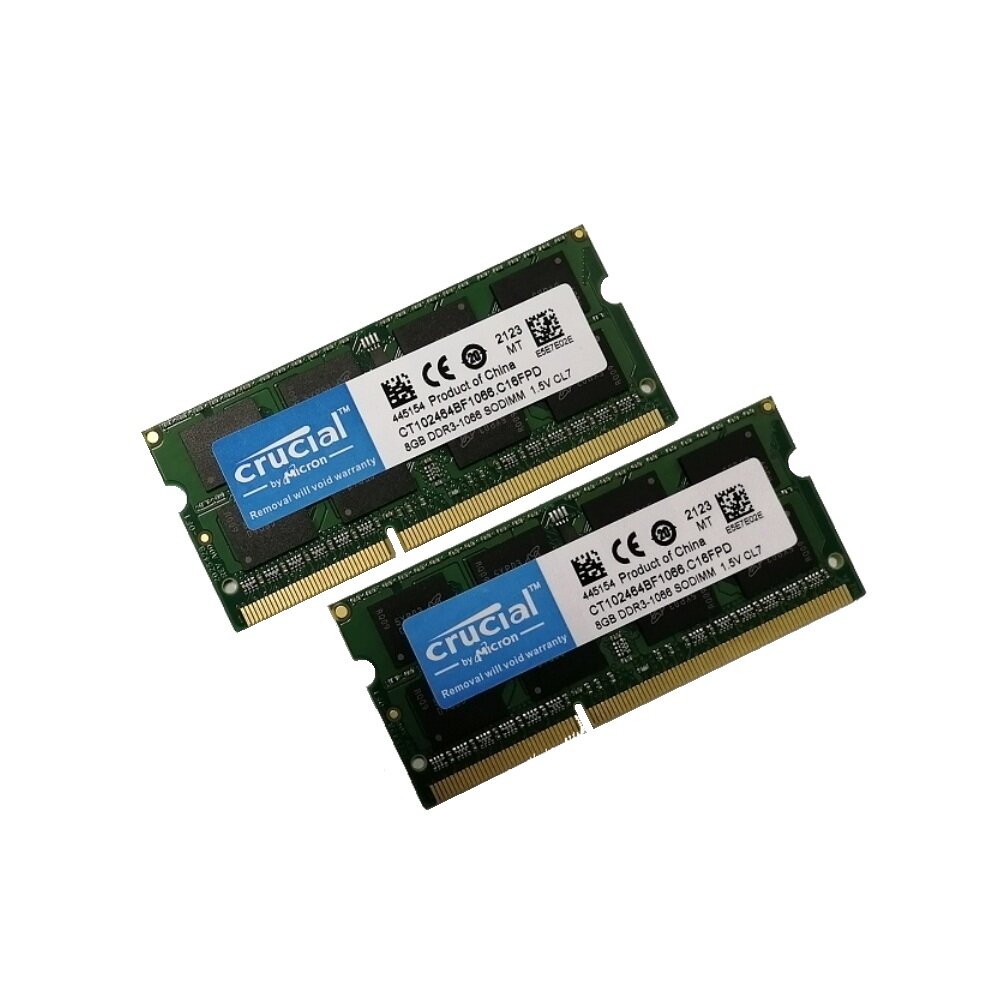 ОЗУ So-Dimm 16Gb PC3-8500s, DDR3-1066, Crucial CT102464BF1066. C16FPD (Kit 2x8Gb)