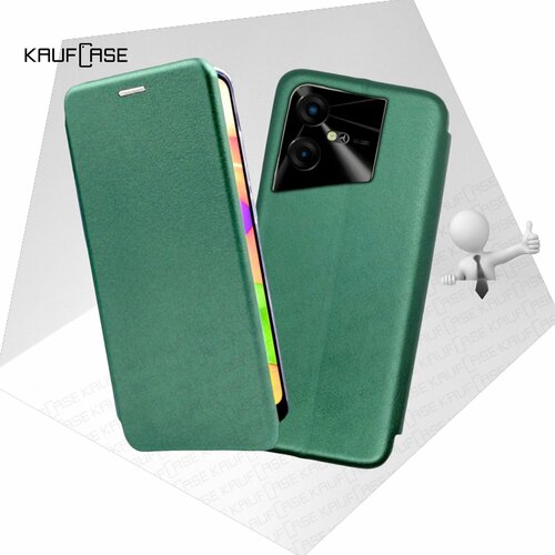 Чехол книжка KaufCase для телефона Tecno Pova Neo 3 (LH6n) (6.82), темно-зеленый. Трансфомер чехол книжка kaufcase для телефона tecno pop 6 pro be8 6 56 темно зеленый трансфомер