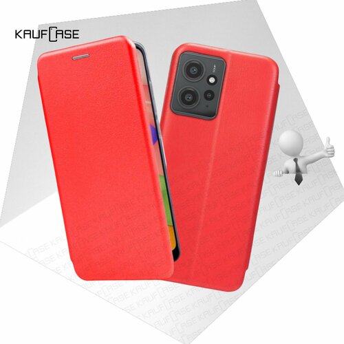 Чехол книжка KaufCase для телефона Xiaomi Redmi Note 12 4G (6.67), красный. Трансфомер чехол книжка kaufcase для телефона xiaomi redmi note 12 4g 6 67 золото трансфомер