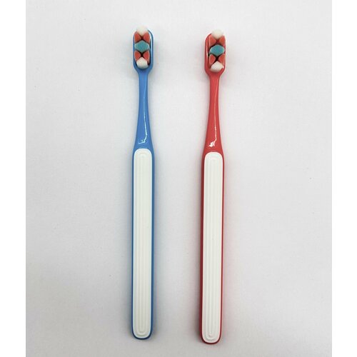 MIKOLIFE Набор зубных щеток для взрослых 2 шт. голубая+коралловая