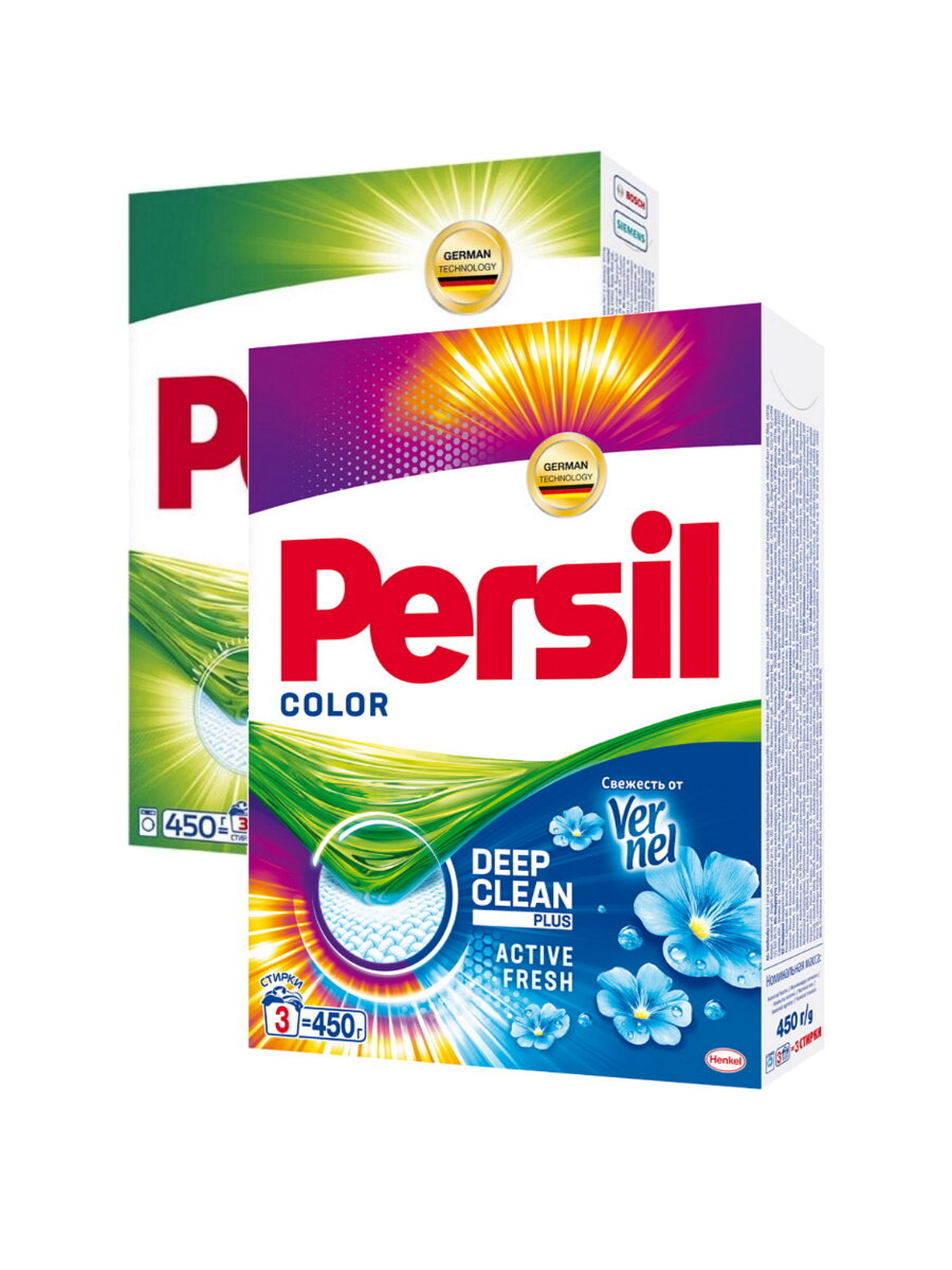 Набор Стирального порошка Persil Свежесть от Vernel 450 гр. + Color Свежесть от Vernel 450 гр.