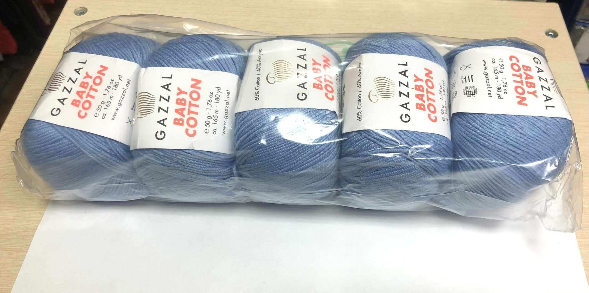 Пряжа Gazzal Baby cotton в упаковке 5шт. 60%Хлопок+40%Акрил 50гр Пр-во Турция