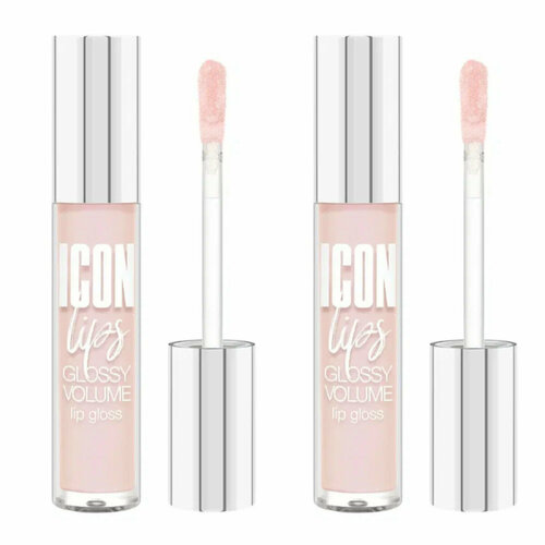 Блеск для губ LUXVISAGE, ICON lips glossy volume, Baby Pink, с эффектом объема, тон 501, 2 шт.