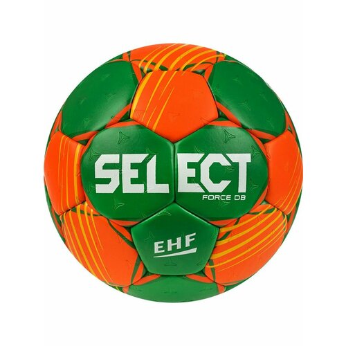 Мяч ганд. SELECT FORCE DB V22, 1621854446, Junior (р.2), EHF Appr, ПУ, гибр. сш, оранжево-зеленый
