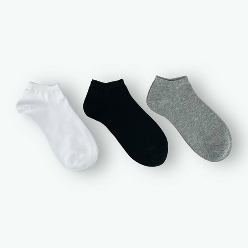 Носки CHMD Носки укороченные женские CHMD (3 пары), 3 пары, размер 36-41, белый, серый, черный носки мачо 3 пары размер 36 41 белый черный серый