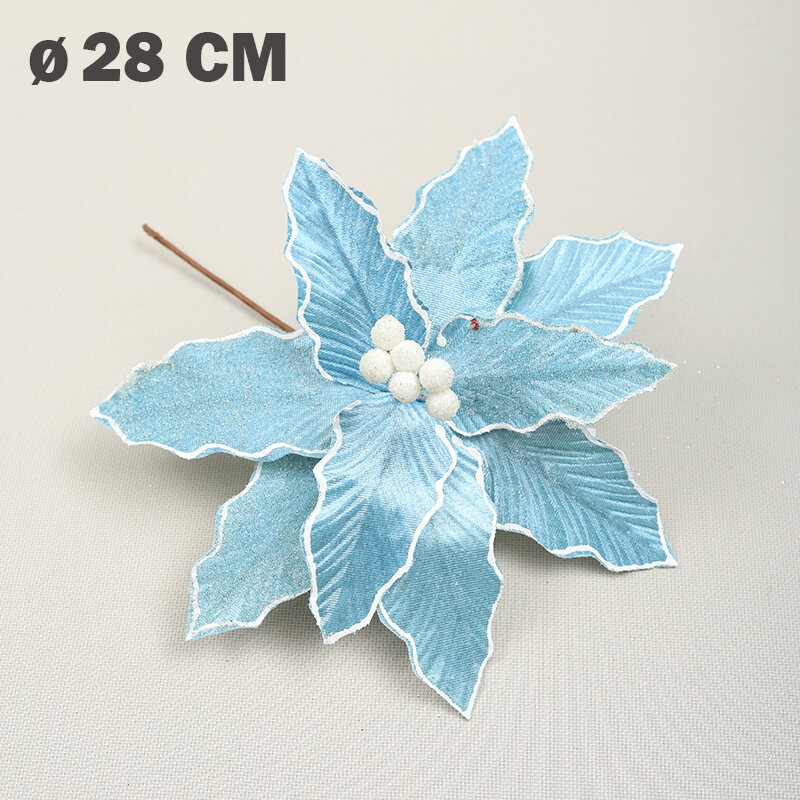 Цветок искусственный декоративный новогодний, d 28 см, цвет мята