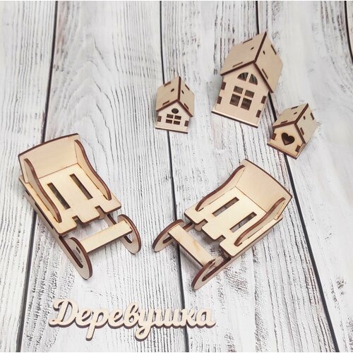 Саночки сборные со спинкой 2 шт, фанера