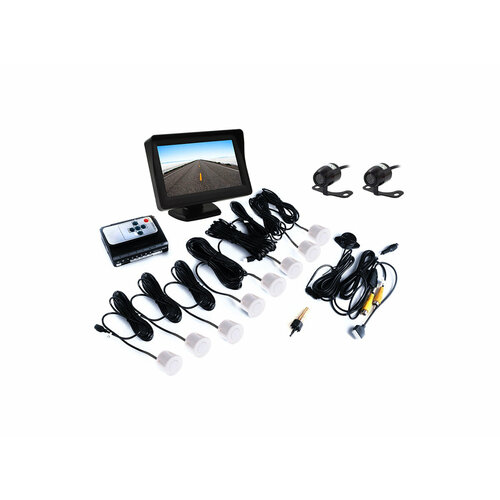 Парктроник Master Park WHITE 041-8P S16036ATS белые датчики с двумя камерами восемью датчиками и монитором 43 дюйма Камера заднего вида с м 1907300₽