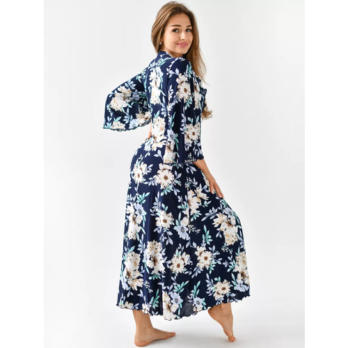 фото Халат текстильный край, размер 64, бежевый, черный