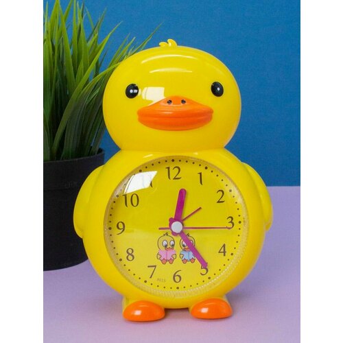 Часы настольные с будильником Duck king yellow