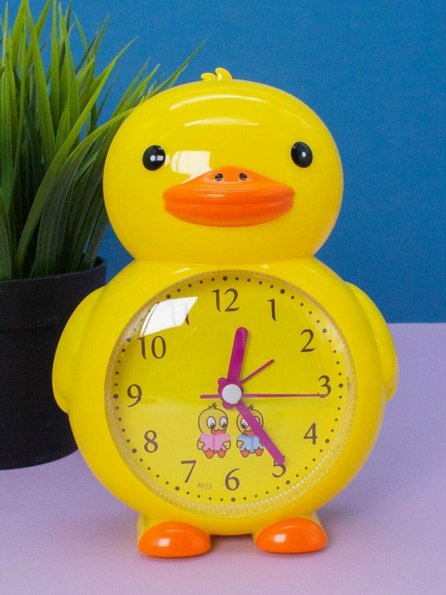 фото Часы настольные с будильником Duck king yellow