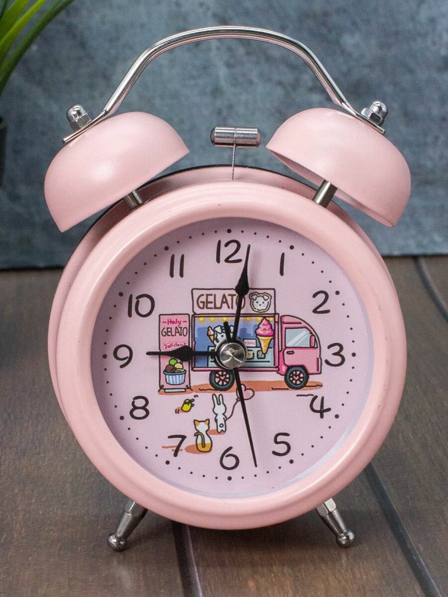 Часы настольные с будильником Voyage pink
