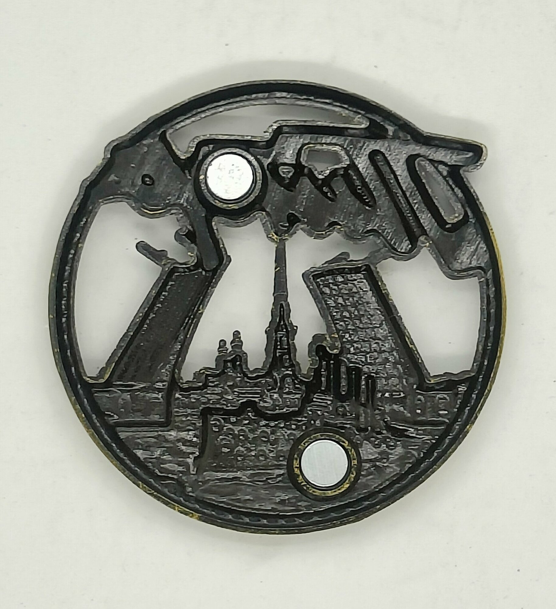 Магнит металл рельефный круглый "питер", бронза — фото 1