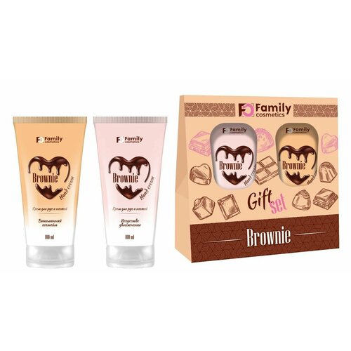 FAMILY COSMETICS Подарочный набор для женщин ВROWNIE(кремы д/рук искусство увлажнения + витаминный)