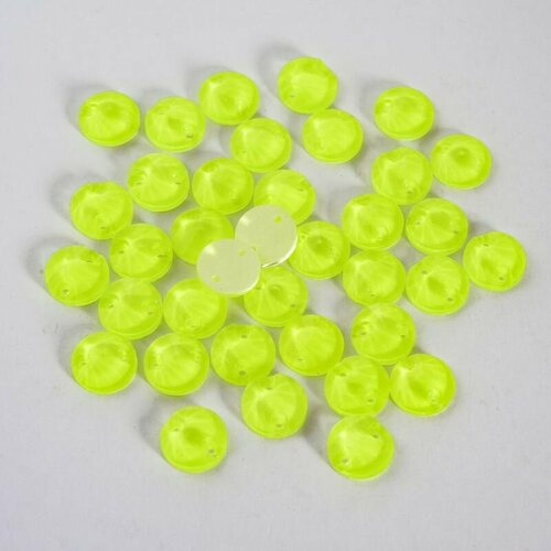 Стразы Неон желтый пришивные круглые 12 мм, упаковка 48 шт.