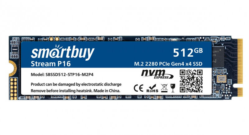 Smart buy Smartbuy M.2 SSD 512Gb Stream P16 SBSSD512-STP16-M2P4 NVMe PCIe4