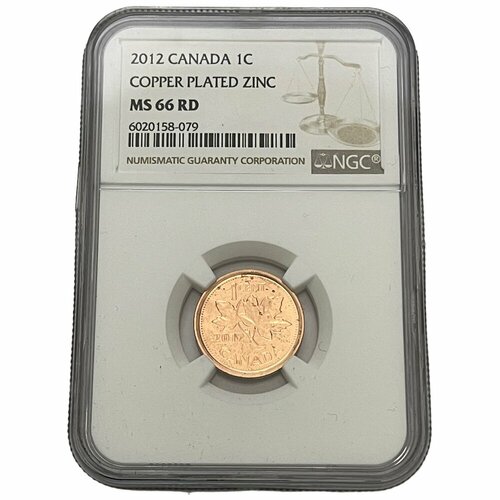 Канада 1 цент 2012 г. (Cu/Zn) в слабе NGC MS66 RD канада 1 цент 2004 г cu zn