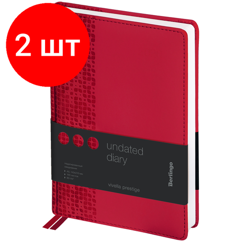 Комплект 2 шт, Ежедневник недатированный, А5, 160л, кожзам, Berlingo Vivella Prestige, красный комплект 2 шт ежедневник недатированный а5 160л кожзам berlingo vivella prestige коричневый