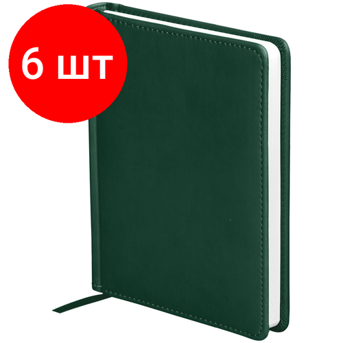 Комплект 6 шт, Ежедневник недатированный, А6, 136л, кожзам, OfficeSpace Winner, зеленый