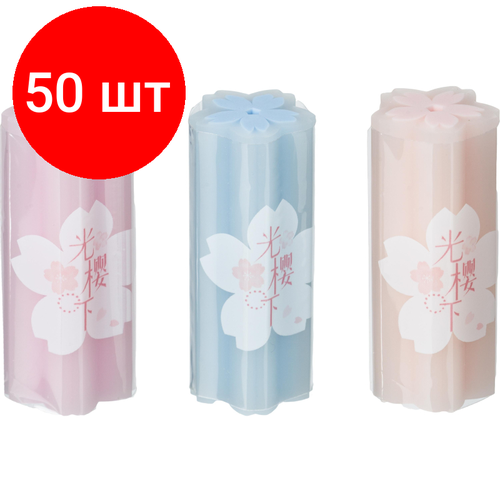 Комплект 50 штук, Ластик Deli Sakura 71136 22х22х55 мм эко ПВХ ассорти