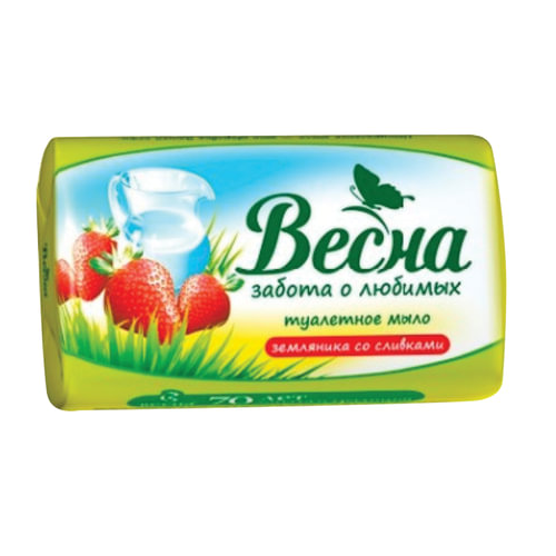 Туалетное Мыло туалетное 90 г весна Земляника со сливками, ГОСТ, 6090 мыло туалетное ароматное земляника 90 г