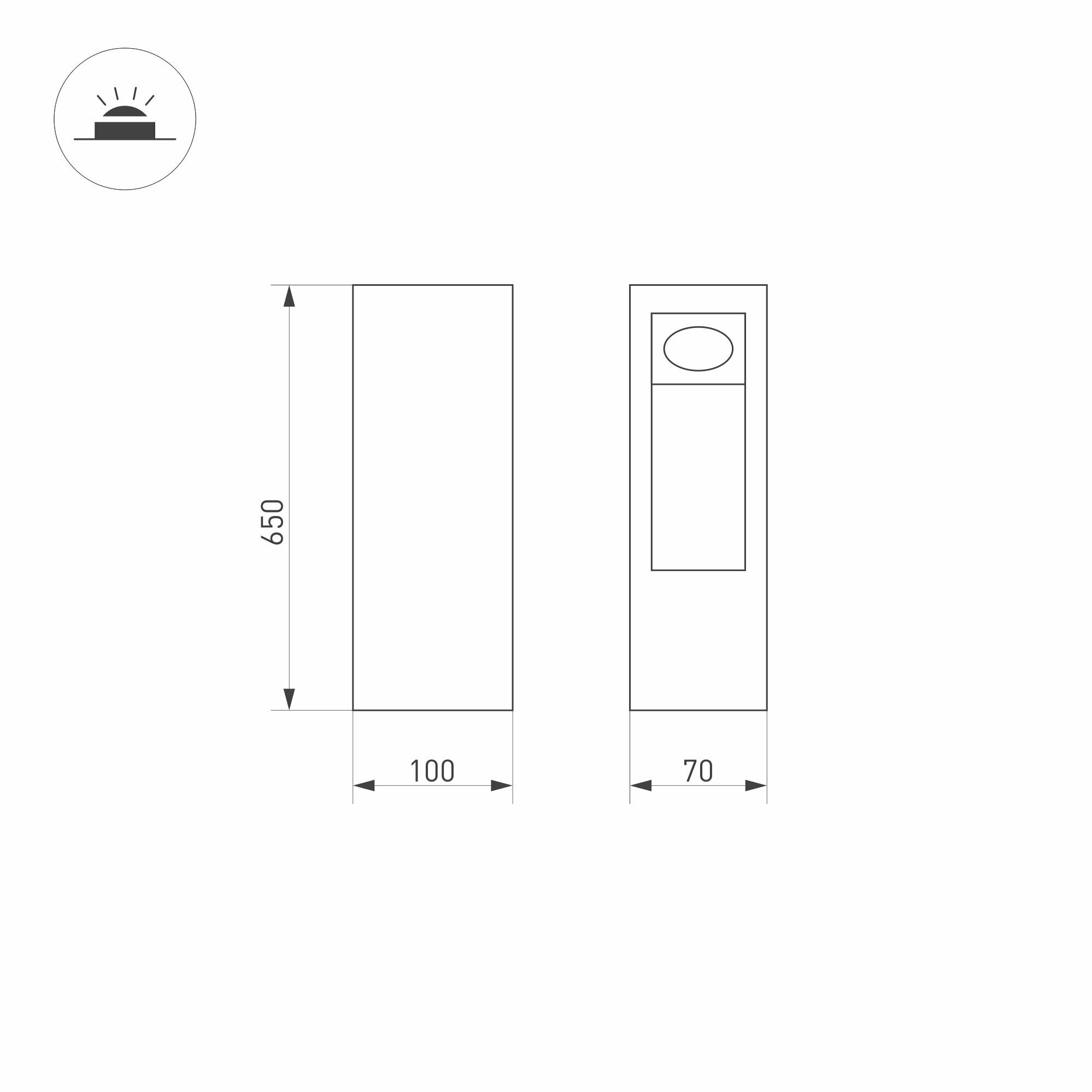 Светильник LGD-MARK-BOLL-H650-7W Warm3000 (GR, 60 deg, 230V) (Arlight, IP54 Металл, 3 года)