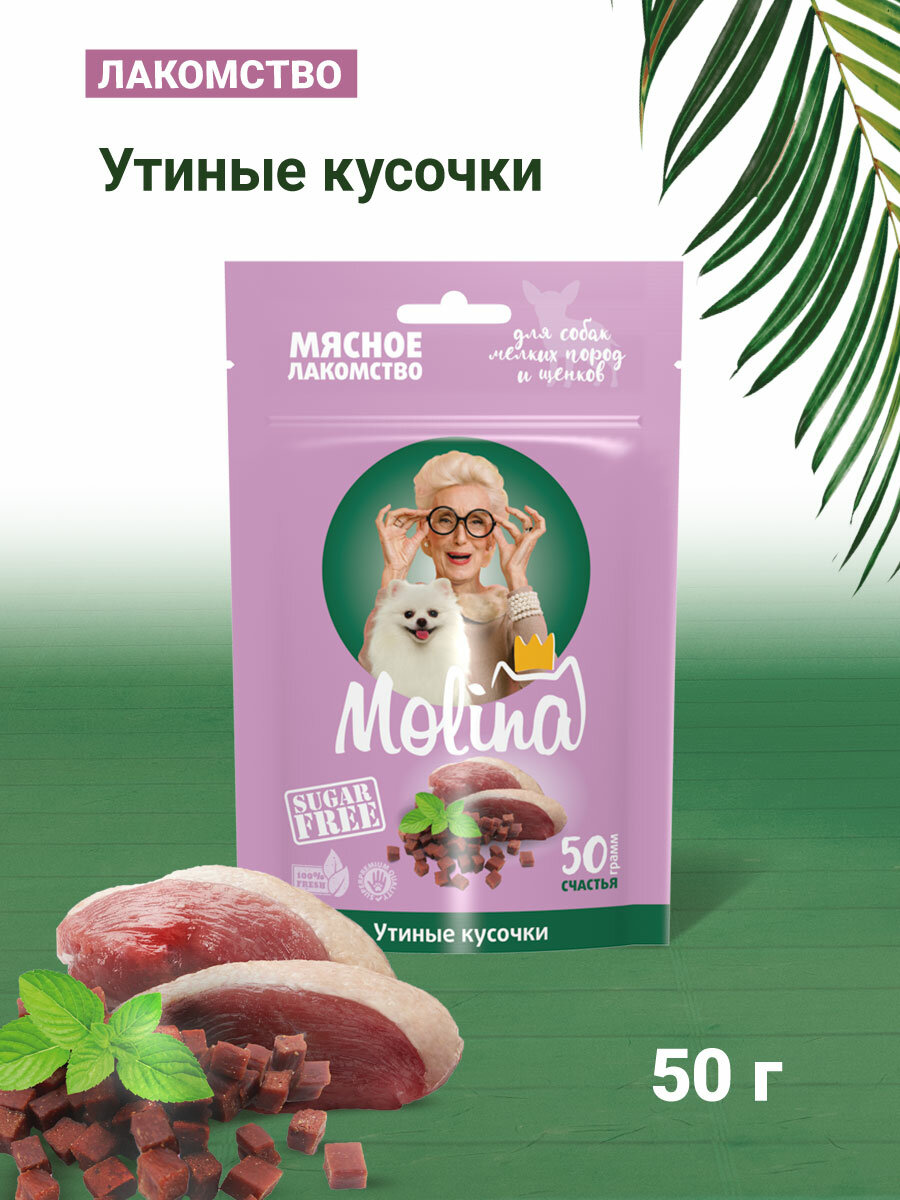 MOLINA, Лакомство для собак мелких пород и щенков, Утиные кусочки, 50 г