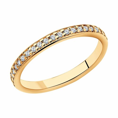 фото Кольцо tosya, серебро, 925 проба, фианит, размер 15.5, красный