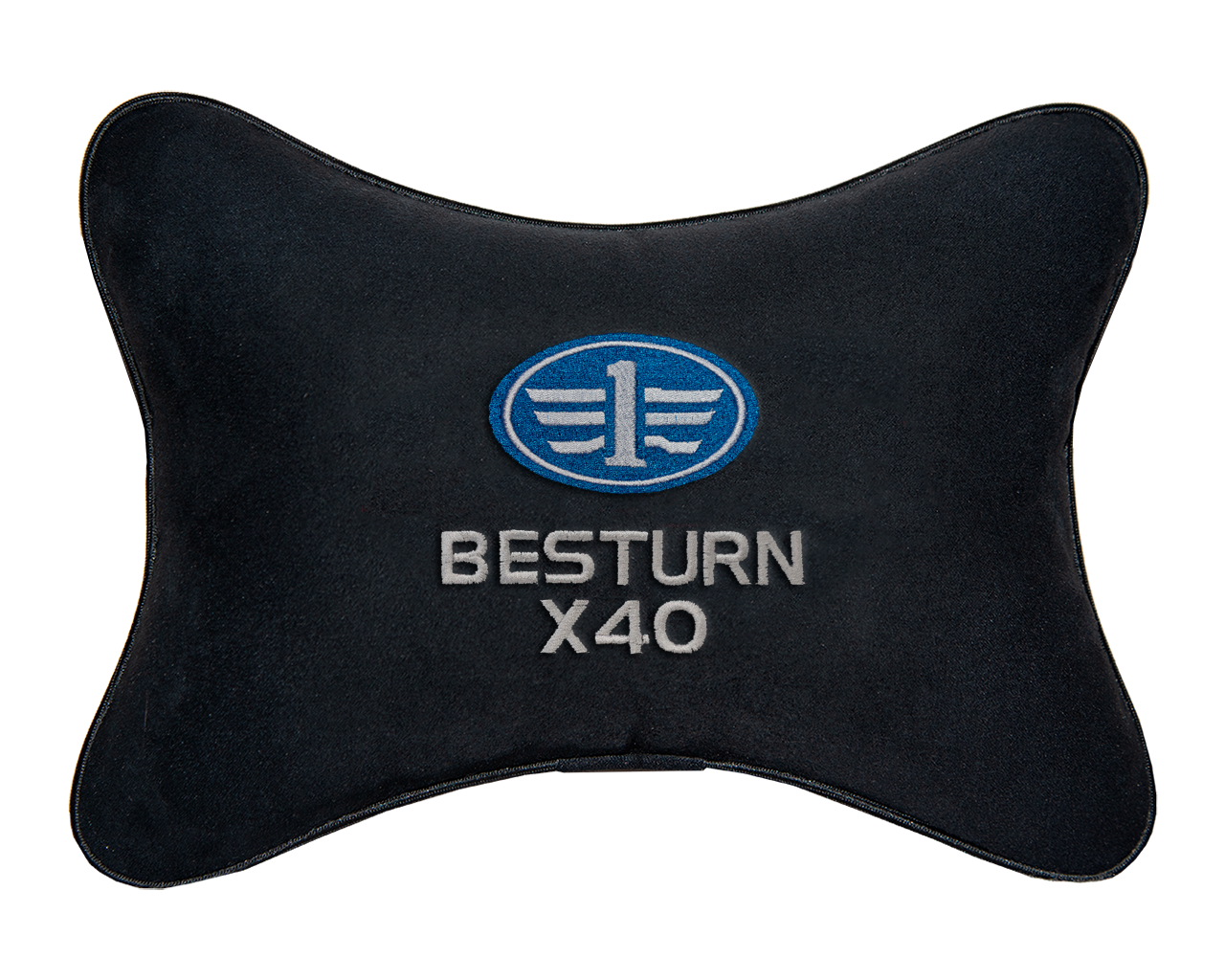Подушка на подголовник алькантара Black с логотипом автомобиля FAW Besturn X40