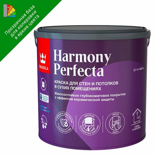 Краска интерьерная Tikkurila Perfecta цвет бесцветный 2.7 л краска интерьерная tikkurila perfecta 2 7 л белая