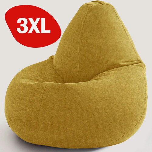 Изображение товара Кресло мешок Bean Joy, пуфик мешок, бескаркасное кресло, размер 3XL, мебельный велюр, желтый