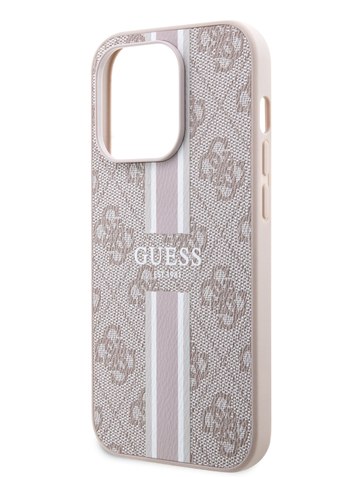 Guess для iPhone 14 Pro чехол MagSafe PU 4G Stripes Hard Pink