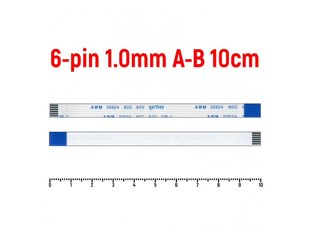 Шлейф тачпада для ноутбука Samsung NP-R410 FFC 6-pin Шаг 1.0mm Длина 10cm Обратный A-B AWM 20624 80C 60V VW-1