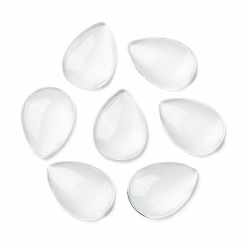 Кабошоны стеклянные капли, 20 шт, прозрачный, 25х18 мм
