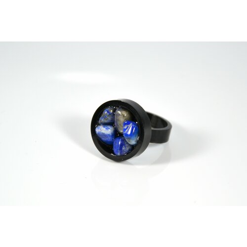фото Кольцо карамба, лазурит, размер 21, синий, черный
