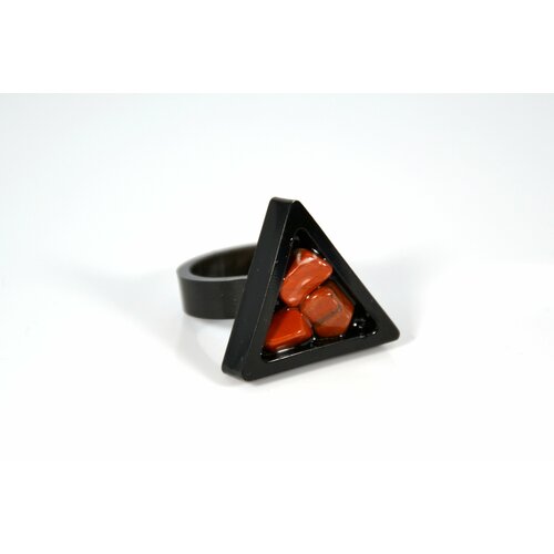 Кольцо Карамба, яшма, размер 19, красный, черный