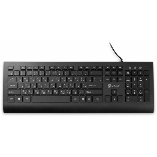 Клавиатура Oklick 155M USB c подставкой для запястий черный 1678057 204100₽