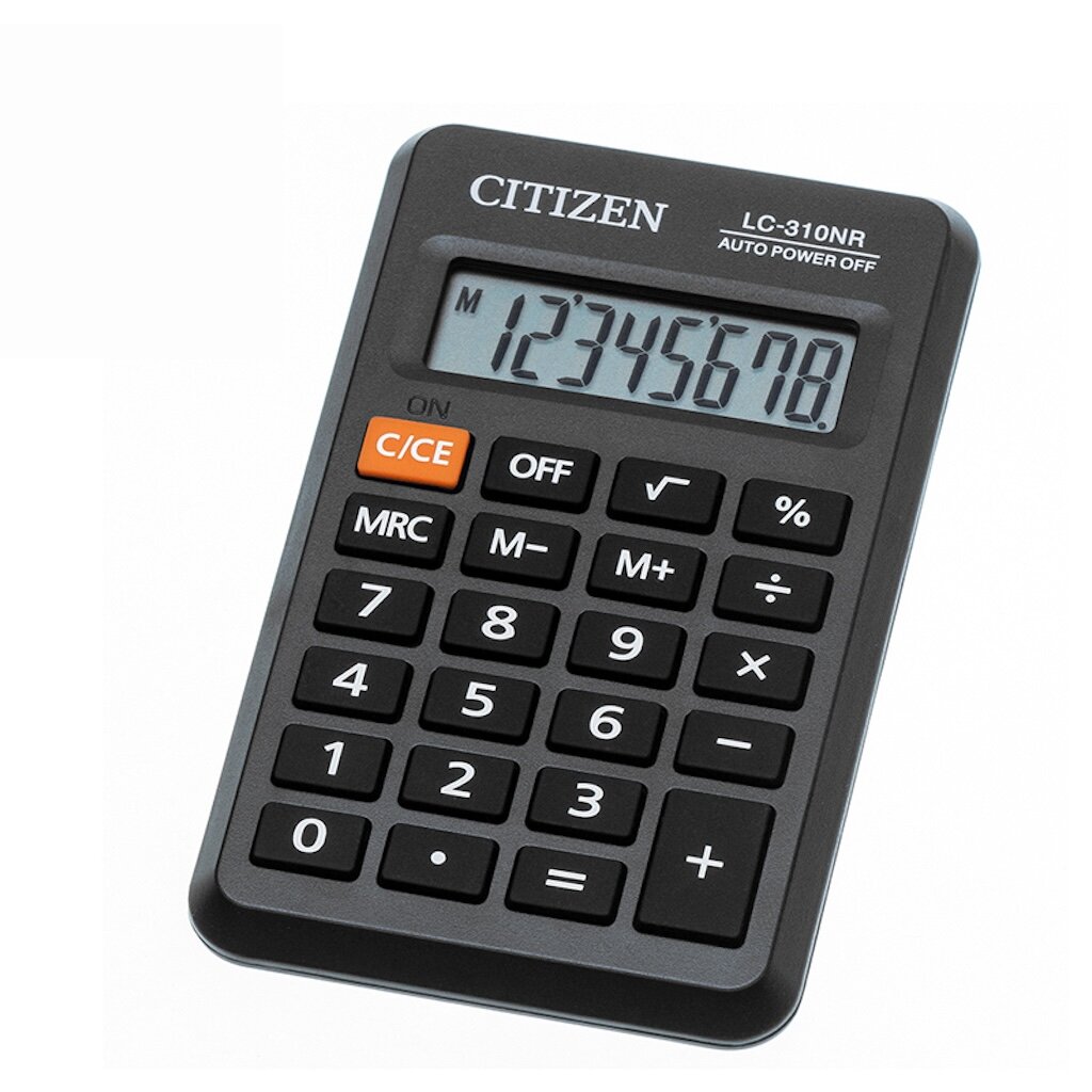 Калькулятор карманный Citizen LC-310NR, 8 разрядов, на батарейках, черный