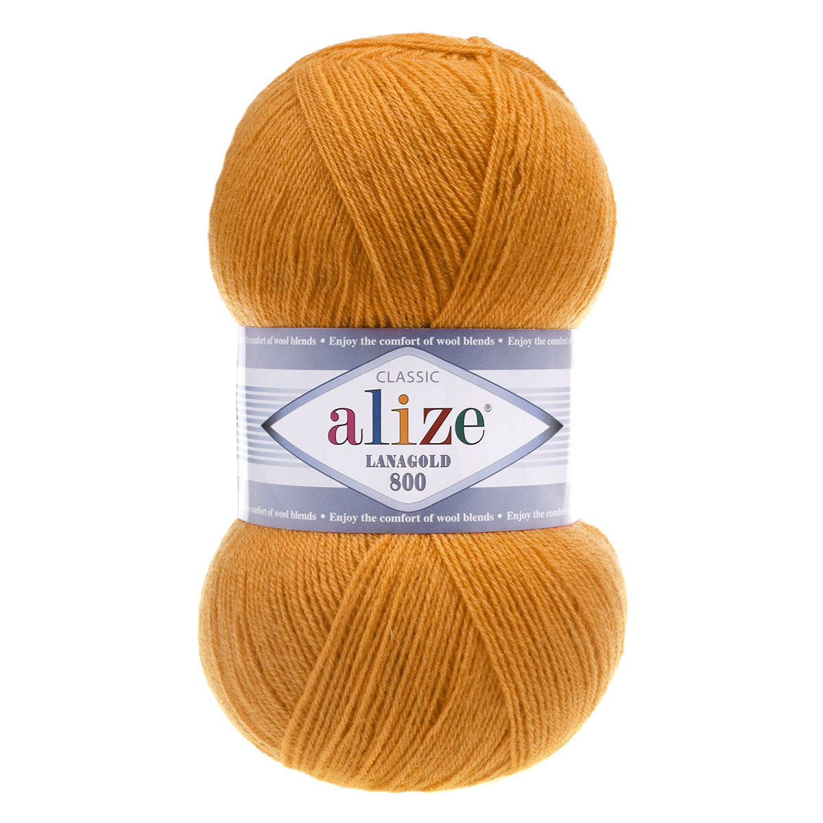 Пряжа для вязания ALIZE 'Lanagold 800', 100г, 730м (49% шерсть, 51% акрил) (645 горчичный), 5 мотков