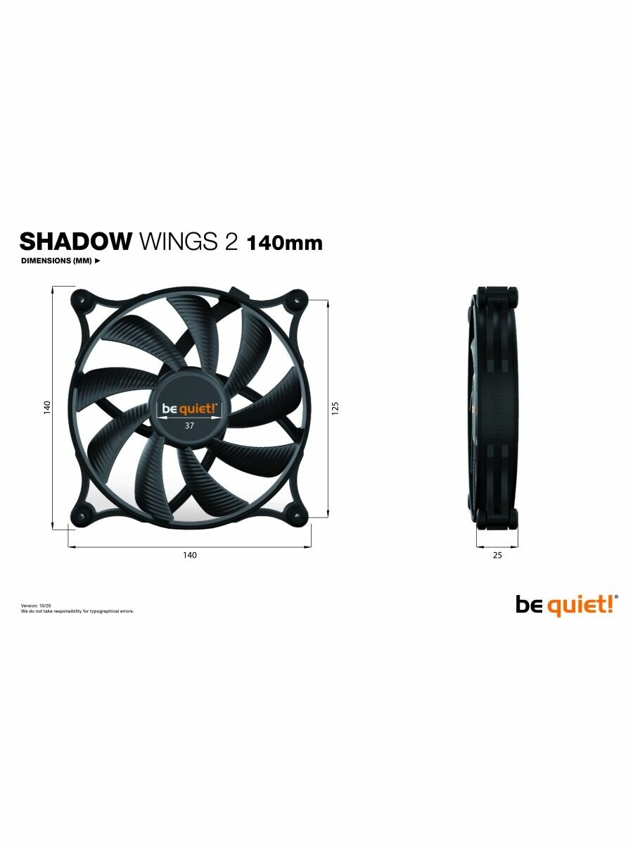 Вентилятор для корпуса be quiet! Shadow Wings 2 140mm PWM