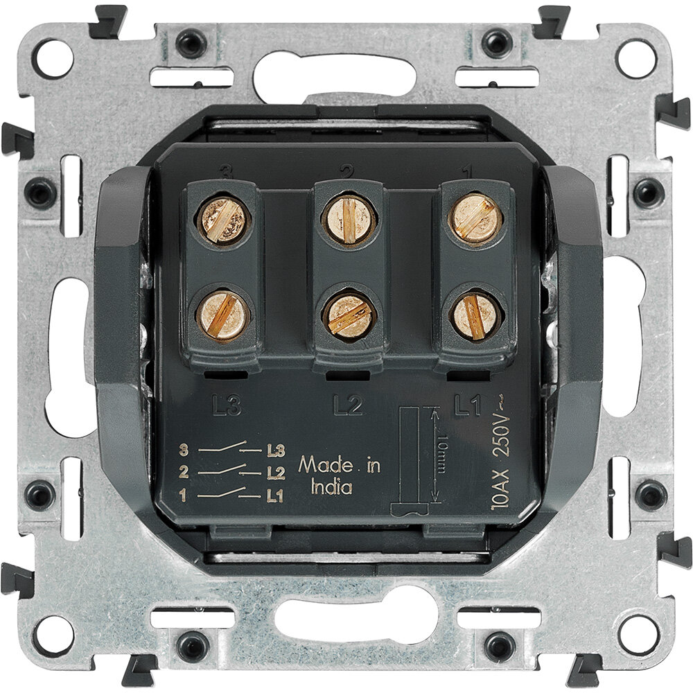 In'Matic 752003 Выключатель трехклавишный (10 А, механизм, с/у) Legrand - фото №3