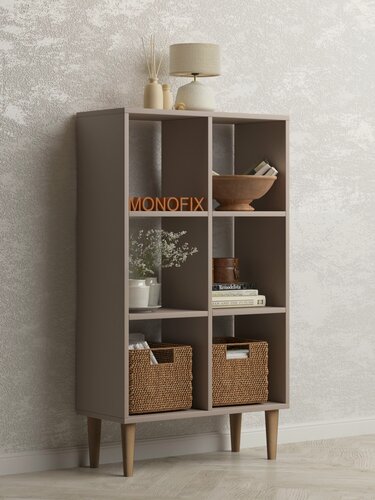 Изображение товара Стеллаж MONOFIX одос 6 секций вертикальный напольный на ножках, ЛДСП капучино