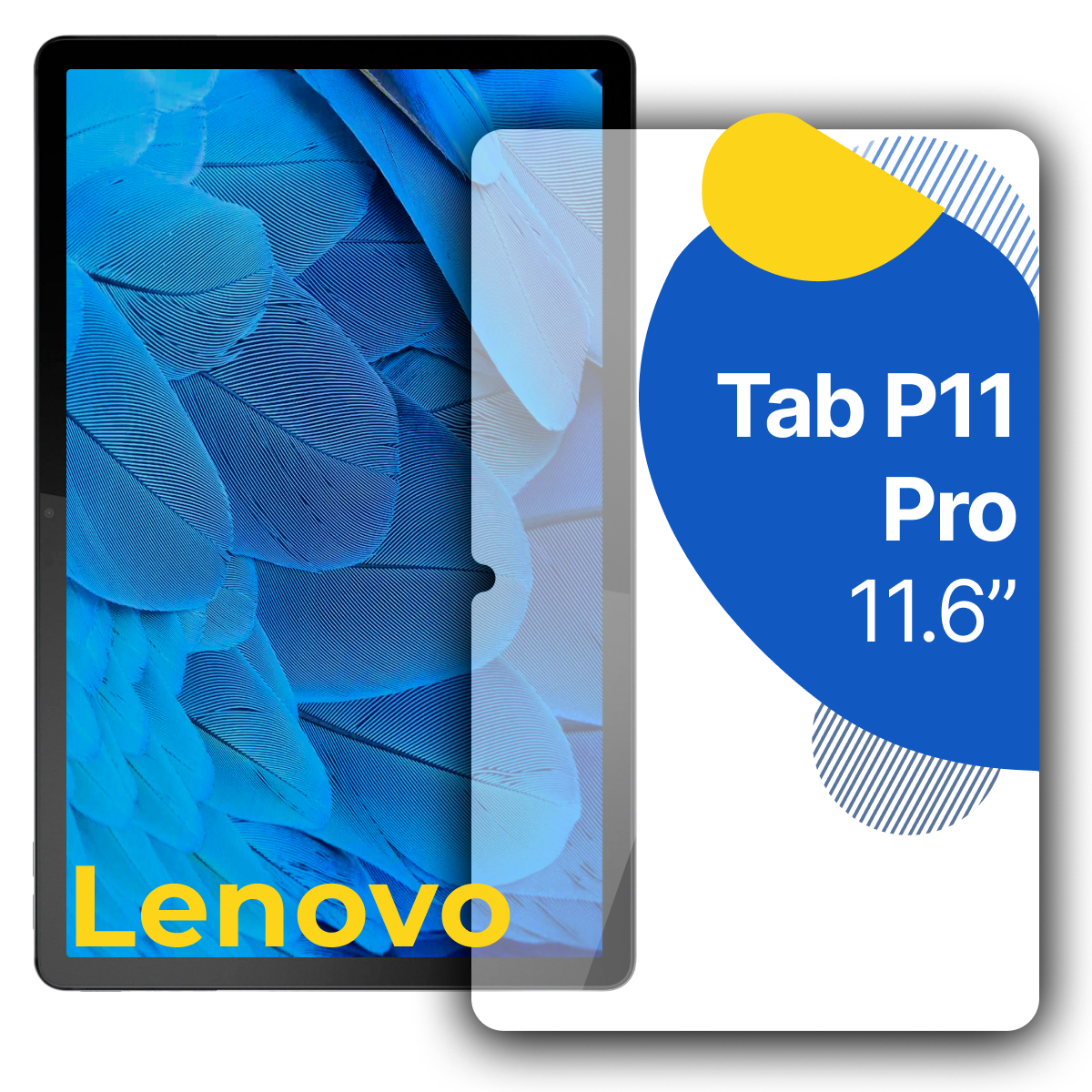 Защитное полноэкранное стекло на планшет Lenovo Tab P11 Pro 11.6" / Противоударное прозрачное стекло для планшета Леново Таб Р11 Про 11.6