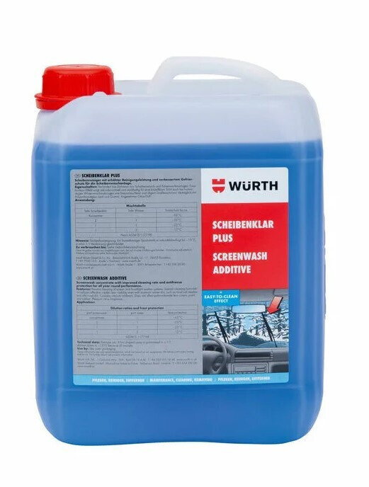 Жидкость стеклоомывателя WURTH зимняя 5л - зимняя концентрат -63С на основе этилового спирта