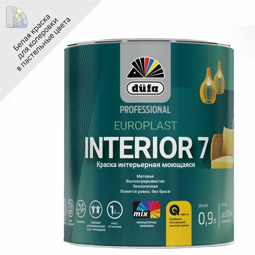 Краска для стен и потолков Dufa Pro EuroplastInterior 7 Б1 цвет белый база А 0.9 л