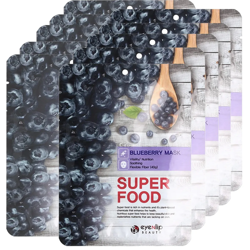 Маска для лица тканевая с черникой Eyenlip Super Food Mask Blueberry, 10 шт сторк печенье pocky blueberry черника